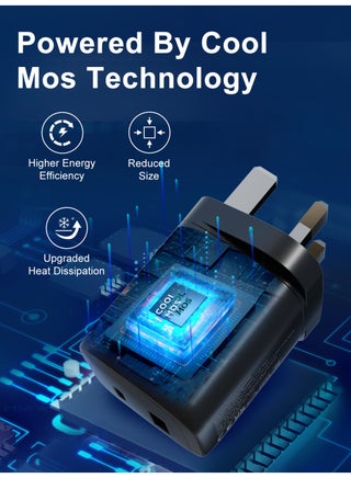 Onno 45W USB-C GaN Charger, Dual Port (USB-C + USB-A) Fast Charger with PD3.0/PPS/QC3.0, Compact Portable Charger for MacBook, iPhone, Samsung, Laptops, iPad, Nintendo Switch, iOS and Android , and More UK Standard - view 2